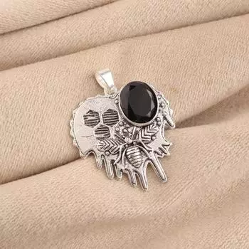 Natural Black Onyx Gemstone 925 Sterling Silver Jewelry Statement Pendant 1.49 CP-28-17