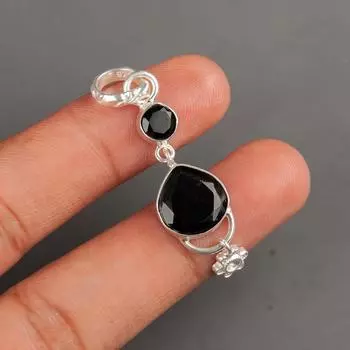 Natural Black Onyx Gemstone 925 Sterling Silver Jewelry Handmade Pendant 2.00 PP-5-13