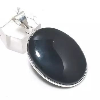 Подвеска из натурального черного оникса из стерлингового серебра 925 пробы 1,85 дюйма n8B79