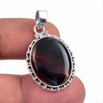 Natural Black Onyx Gemstone Handmade 925 Solid Sterling Silver Pendant 1.5 U8r72