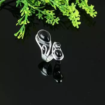 Natural Black Onyx Gemstone Handmade 925 Sterling Silver Ring Size 9.5 I8q01