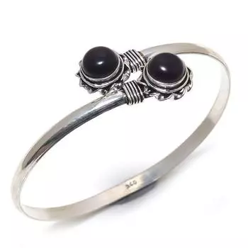 Natural Black Onyx Gemstone Handmade Christmas Gift Cuff Bracelet Adj. b3d87