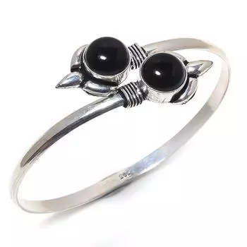 Natural Black Onyx Gemstone Handmade Christmas Gift Cuff Bracelet Adj. r6l85