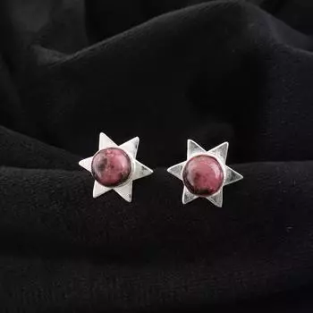 Natural Black Rhodonite Gemstone 925 Sterling Silver Jewelry Stud Earrings 0.44 EE-175-28
