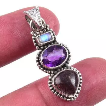 Natural Black Rutile,African Amethyst 925 Solid Silver Gift Pendant 1.50 t7T67