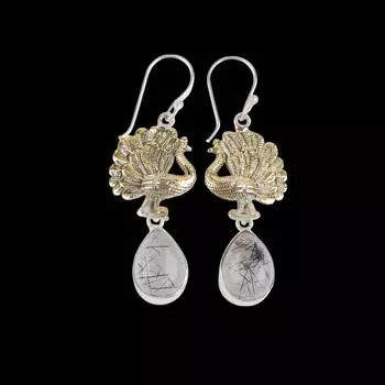 Natural Black Rutile Gemstone 925 Sterling Silver Jewelry Handmade Earrings2.20 EE-44-23