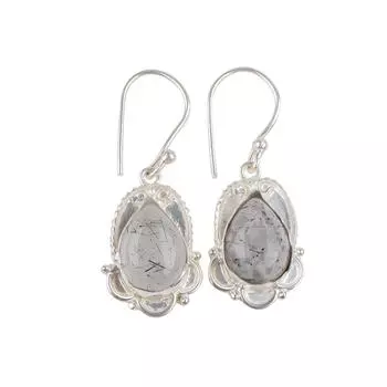 Natural Black Rutile Gemstone 925 Sterling Silver Elegant Jewelry Earrings 1.50 EE-41-23