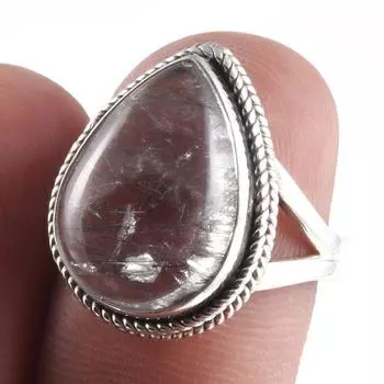 Natural Black Rutile Gemstone Handmade 925 Sterling Silver Jewelry Ring S.6 K8e11