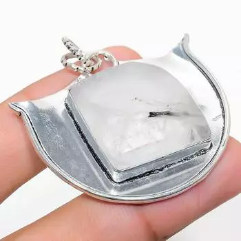 Natural Black Rutile Gemstone Handmade 925 Sterling Silver Pendant 1.77 u1A52