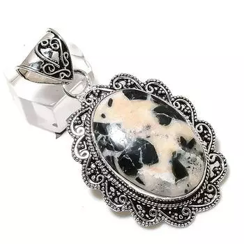 Natural Black Seraphinite Gemstone 925 Sterling Silver Gift Pendant 2.36 w0a40