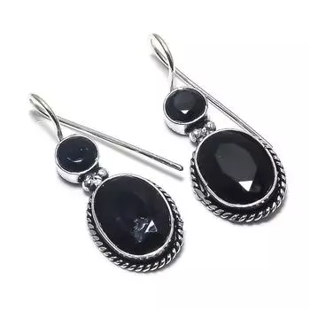 Natural Black Spinel Gemstone 925 Sterling Silver Gift Earring 1.34 C3l18