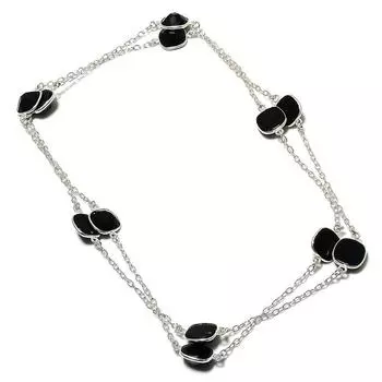 Natural Black Spinel Gemstone 925 Sterling Silver Jewelry Necklace 36 O8w67