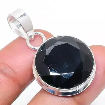 Natural Black Spinel Gemstone 925 Sterling Silver Jewelry Pendant 1.46 r4t14