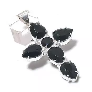 Natural Black Spinel Gemstone 925 Sterling Silver Jewelry Pendant 2.48 l2O84