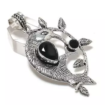 Natural Black Spinel Gemstone 925 Sterling Silver Jewelry Pendant 2.56 G6Y97