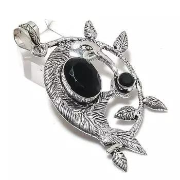 Natural Black Spinel Gemstone 925 Sterling Silver Jewelry Pendant 2.56 p1B64