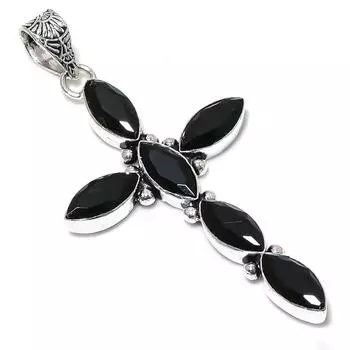 Natural Black Spinel Gemstone Handmade 925 Sterling Silver Pendant 3.07 B6y84