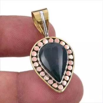 Natural Bloodstone 925 Solid Sterling Silver Jewelry TwoTone Pendant 1.50 r5S39