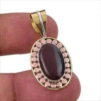 Natural Bloodstone 925 Solid Sterling Silver Jewelry TwoTone Pendant 1.50 r8f24