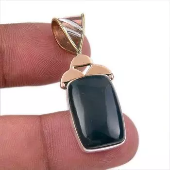 Natural Bloodstone 925 Solid Sterling Silver Jewelry TwoTone Pendant 1.50 B9l69
