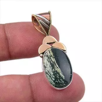 Natural Bloodstone 925 Solid Sterling Silver Jewelry TwoTone Pendant 1.50 U1n10