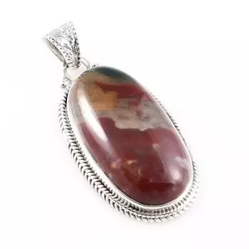 Natural Bloodstone Gemstone 925 Solid Sterling Silver Jewelry Pendant 1.5 V6p86