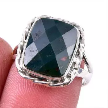 Natural Bloodstone Gemstone 925 Solid Sterling Silver Jewelry Ring Size 7 R4T89