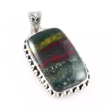 Natural Bloodstone Gemstone 925 Solid Sterling Silver Jewelry Pendant 1.3 w5D62