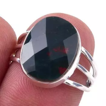 Natural Bloodstone Gemstone Handmade 925 Solid Sterling Silver Ring Size 7 u5k15