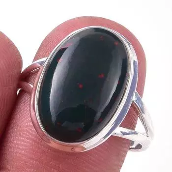 Natural Bloodstone Gemstone Handmade 925 Solid Sterling Silver Ring Size 9 Q9c86