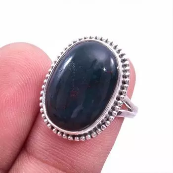 Natural Bloodstone Gemstone Handmade 925 Solid Sterling Silver Ring Size 7 P4G73