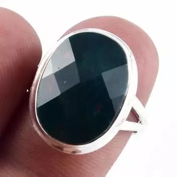 Natural Bloodstone Gemstone Handmade 925 Sterling Silver Jewelry Ring S.7 g6L98