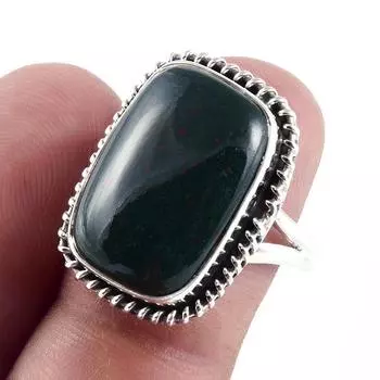 Natural Bloodstone Gemstone Handmade 925 Sterling Silver Jewelry Ring S.8 h5N58