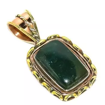 Natural Bloodstone Gemstone TwoTone 925 Solid Sterling Silver Pendant 1.50 f3t34