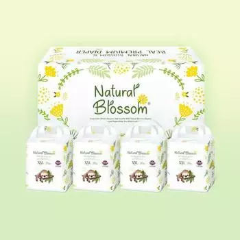 Подгузники-трусики Natural Blossom Ultra Slim XXL 20 простыней x 4 упаковки, корейские детские товары Nevel panty diaper XXL 4 pack