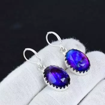 Серьги из натурального голубого аммолита из стерлингового серебра 925 пробы, серьги-подвески из серебра в стиле бохо, подарки на День матери, подарки для нее 2.16 синий