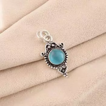 Natural Blue cat s Eye Gemstone 925 Sterling Silver Jewelry Handcrafted Pendant PP-39-45