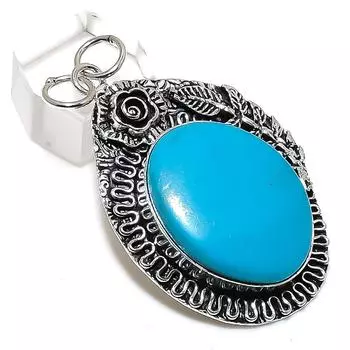 Ювелирный кулон из стерлингового серебра 925 пробы с натуральным синим халцедоном 2,29 дюйма H6B13