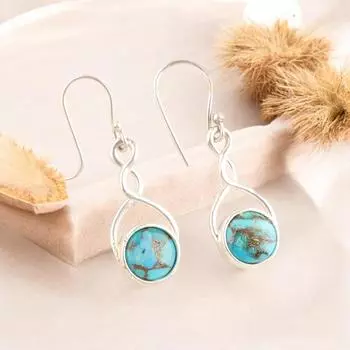 Natural Blue Copper Turquoise Gemstone 925 Sterling Silver Handmade Earring1.68 CE-15-46