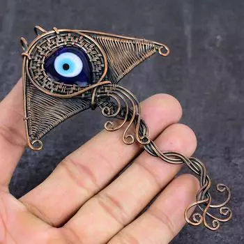 Подвеска из натурального синего драгоценного камня сглаза из медной проволоки 5,12 дюйма P7n34