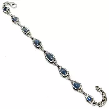 Natural Blue Kyanite Gemstone 925 Solid Sterling Silver Gift Bracelet 7-8 w9K03
