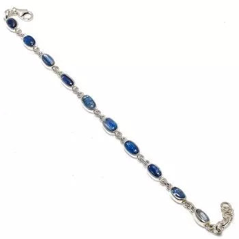 Natural Blue Kyanite Gemstone 925 Solid Sterling Silver Gift Bracelet 7-8 M5p86