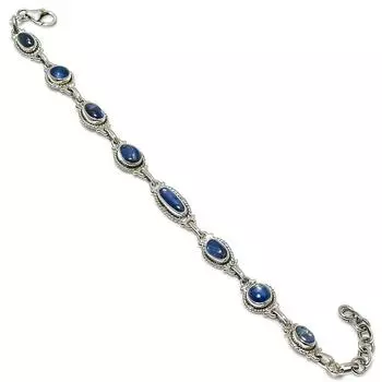 Natural Blue Kyanite Gemstone 925 Solid Sterling Silver Gift Bracelet 7-8 Q9O30
