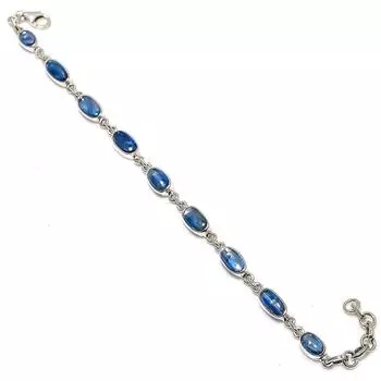 Natural Blue Kyanite Gemstone 925 Solid Sterling Silver Gift Bracelet 7-8 E3L07