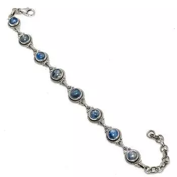 Natural Blue Kyanite Gemstone 925 Solid Sterling Silver Gift Bracelet 7-8 K2I85