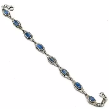 Natural Blue Kyanite Gemstone 925 Solid Sterling Silver Gift Bracelet 7-8 b2i38