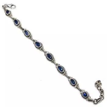 Natural Blue Kyanite Gemstone 925 Solid Sterling Silver Gift Bracelet 7-8 l8q53