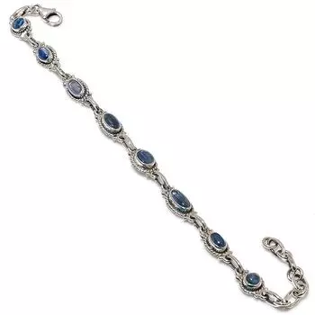 Natural Blue Kyanite Gemstone 925 Solid Sterling Silver Gift Bracelet 7-8 s5y52