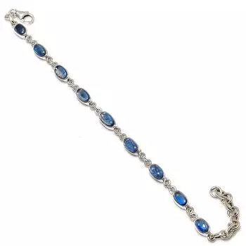 Natural Blue Kyanite Gemstone 925 Solid Sterling Silver Gift Bracelet 7-8 t4L99