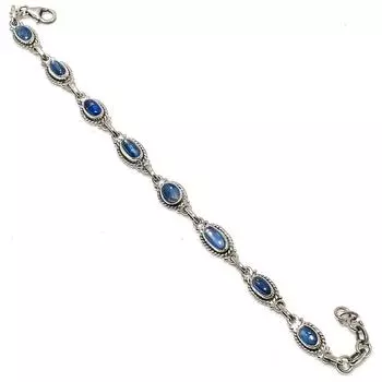 Natural Blue Kyanite Gemstone 925 Solid Sterling Silver Gift Bracelet 7-8 U7p96